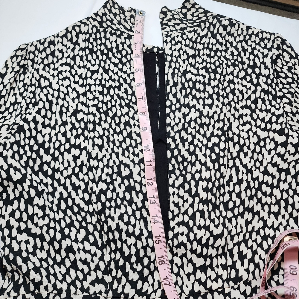 Judith & Charles Rimini Black White Mock Neck Keyhole Dress Long Sleeve Size 8 - Picture 7 of 17